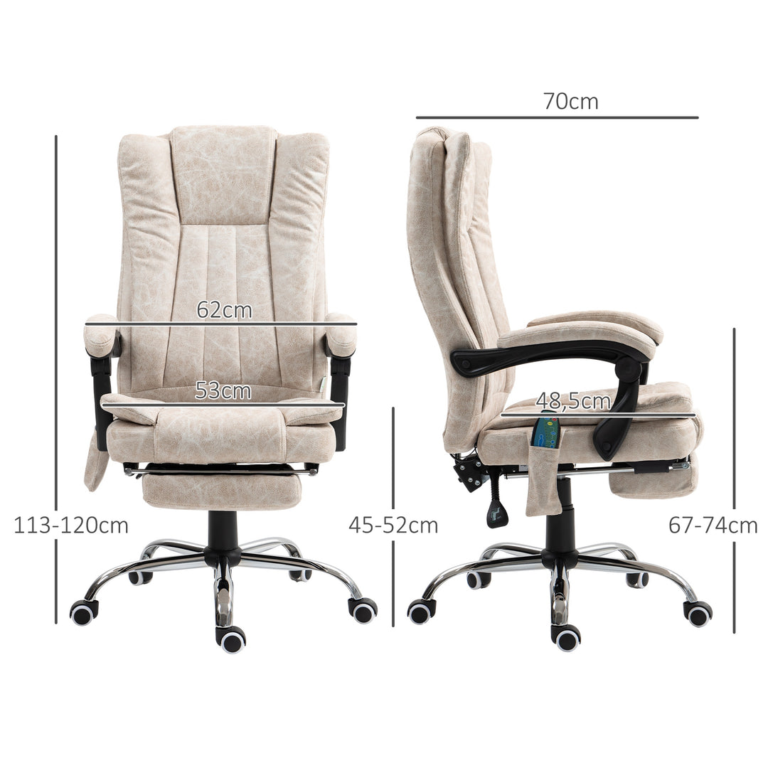 Kontorstol med massagefunktion, ergonomisk skrivebordsstol med lænefunktion, varmefunktion, sidelomme, cremehvid