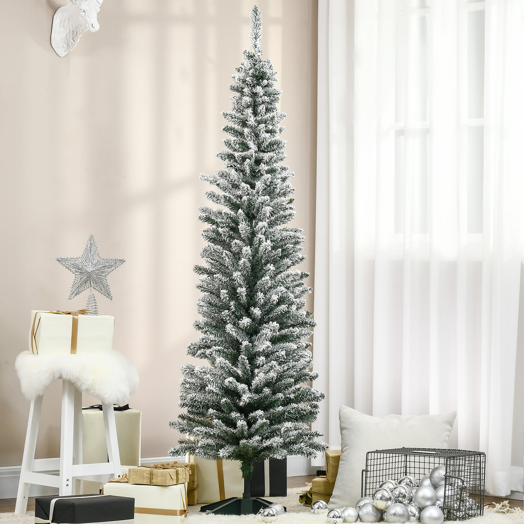 Kunstigt juletræ, 210 cm, snedækkede PVC-grene, foldbart, metalfod, grøn/hvid