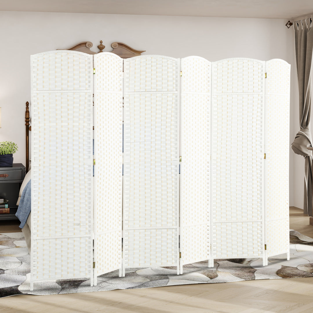 6-Panels rumdeler, foldbar skærm, skærm til stue, soveværelse, hjemmekontor, hvid