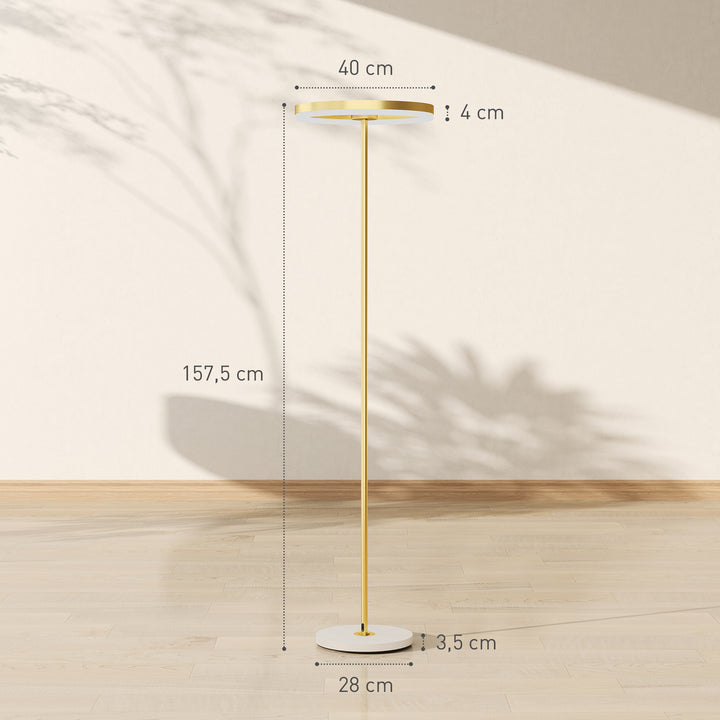Gulvlampe, fodkontakt, metalstruktur, akrylskærm, 4000k, dæmpbar, guld