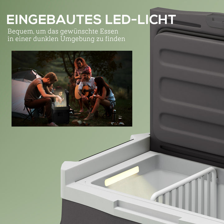 30 liters kompressorkøleboks, elektrisk køleboks med LED, ECO-tilstand, tilslutning, kølefunktion, sort