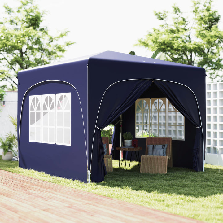 3 X 3 m pavillon, pop-up havetelt med sidevægge og bæretaske, upf 50+, højdejusterbar, sand
