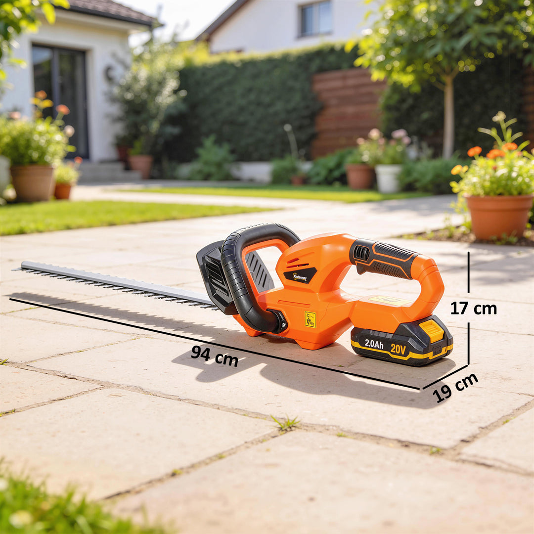 Elektrisk hækkeklipper, batteridrevet, 100W motor, ledningsfri, 51 cm klippelængde, ABS, orange