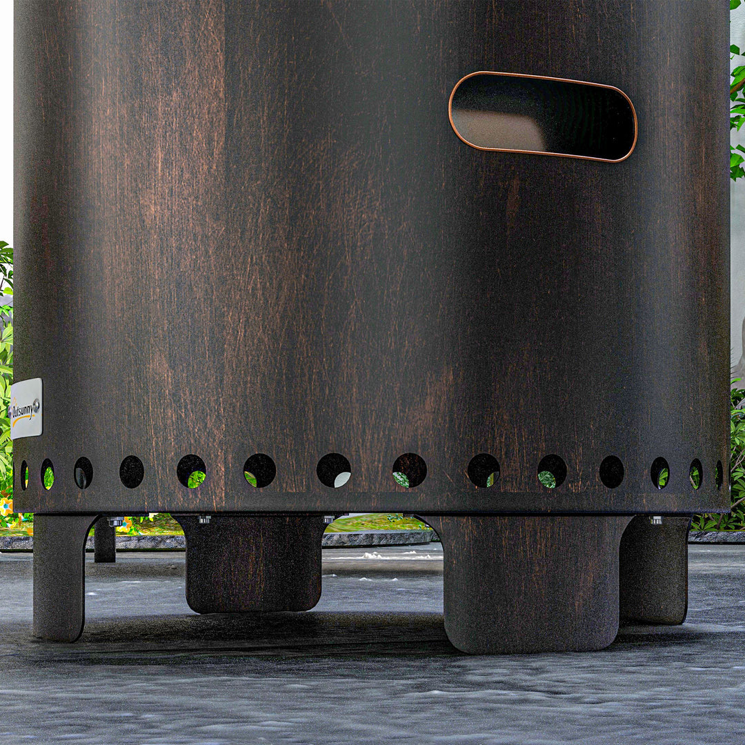 Bålfad, bålfad, båltønde, vejrbestandig, 45 x 45 x 42 cm, sort + bronze
