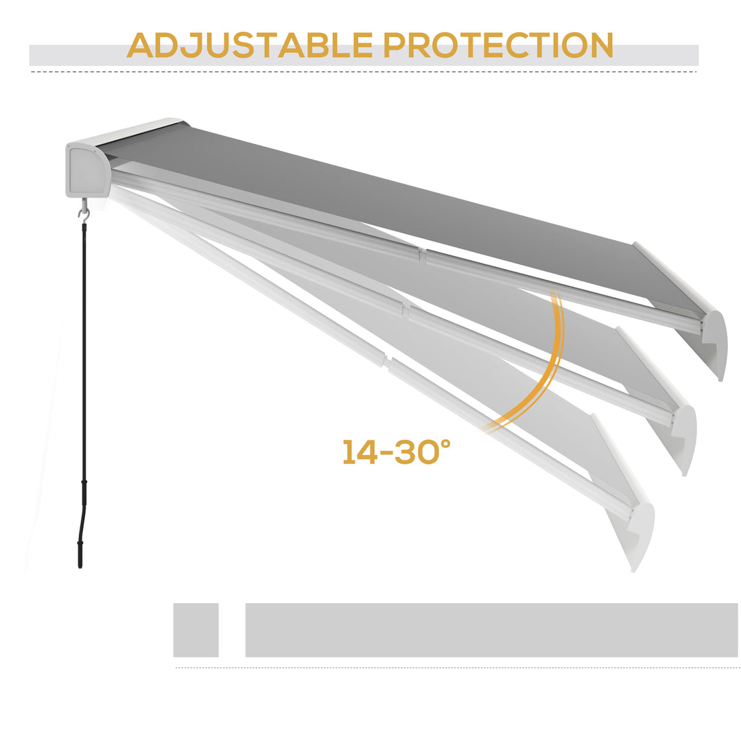 Markise, elektrisk/manuelt udtrækkelig, fuld kassette, fjernbetjening, aluminiumsramme, 4 x 3 m, lysegrå