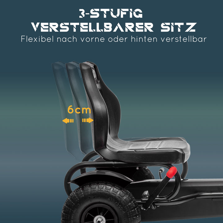 Børne gokart, justerbart sæde, håndbremse, alder 5+, 121 x 58 x 61 cm, sort