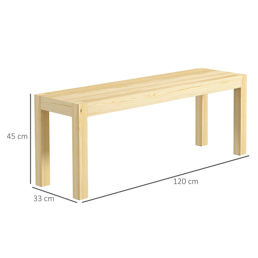 Bænk træbænk køkkenbænk, massivt træ, 3-personers bænk, 120 cm x 33 cm x 45 cm, naturlig
