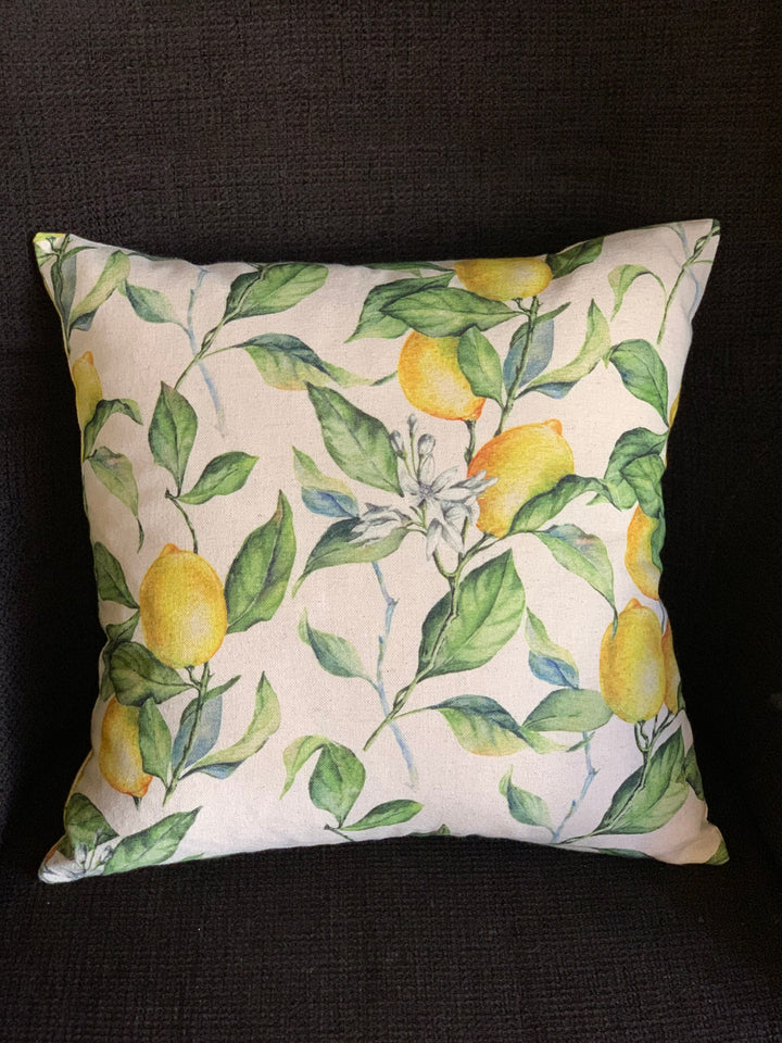 Pudebetræk til pyntepude i bomulds-hør-mix, 45x45 cm, Lemon Linen kollektion