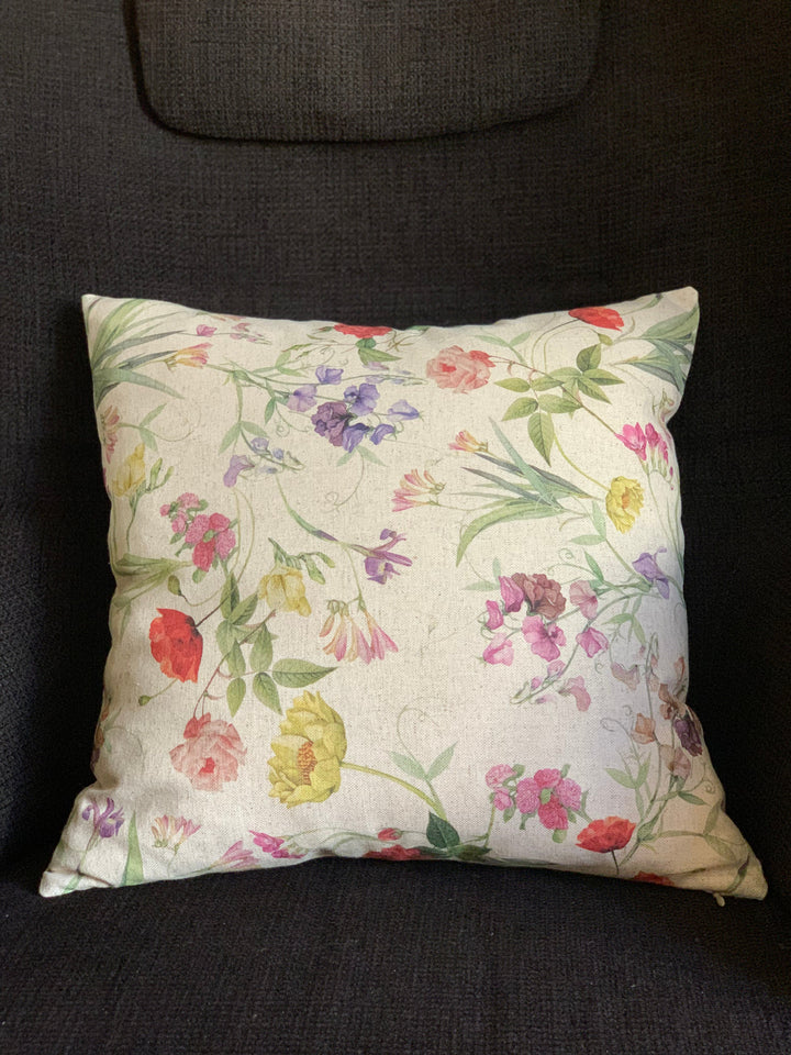 Pudebetræk til pyntepude, 45x45 cm, 85% bomuld, 15% hør, Blossom kollektion
