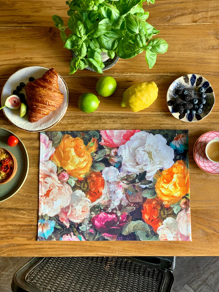 Dækkeserviet i 100% bomuld, 30 x 43 cm, printet, Francine Black kollektion