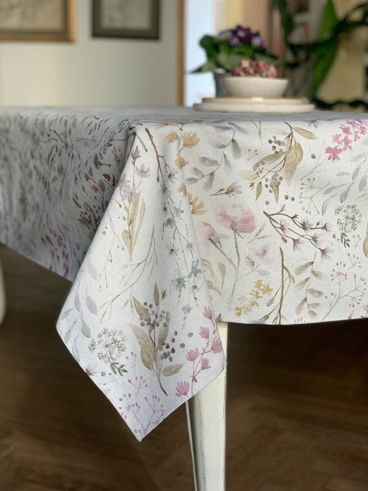 Rektangulær dug i bomuld-hør-blanding, printet, Aitana kollektion