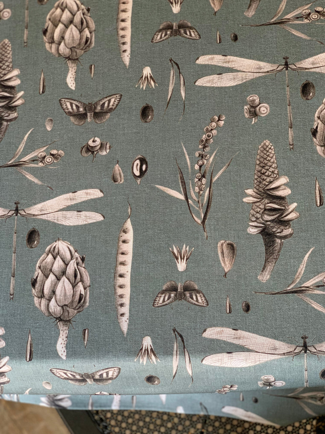 Rektangulær dug, 100% bomuld, printet, Seeds Aqua kollektion