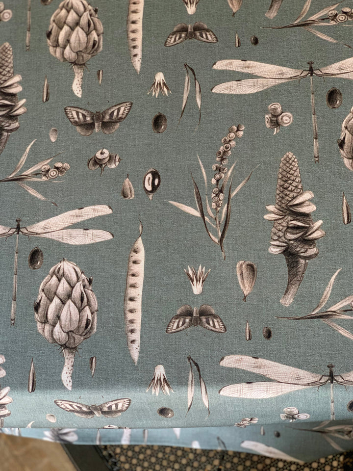 Rektangulær dug, 100% bomuld, printet, Seeds Aqua kollektion