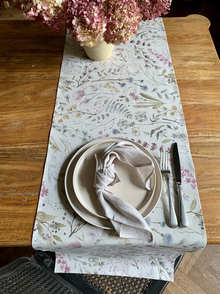 Bordløber, bomuld-hør-blanding, printet, Aitana kollektion