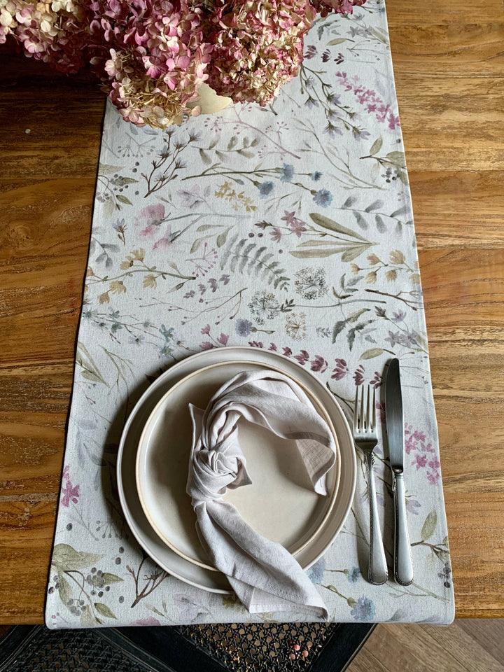 Bordløber, bomuld-hør-blanding, printet, Aitana kollektion