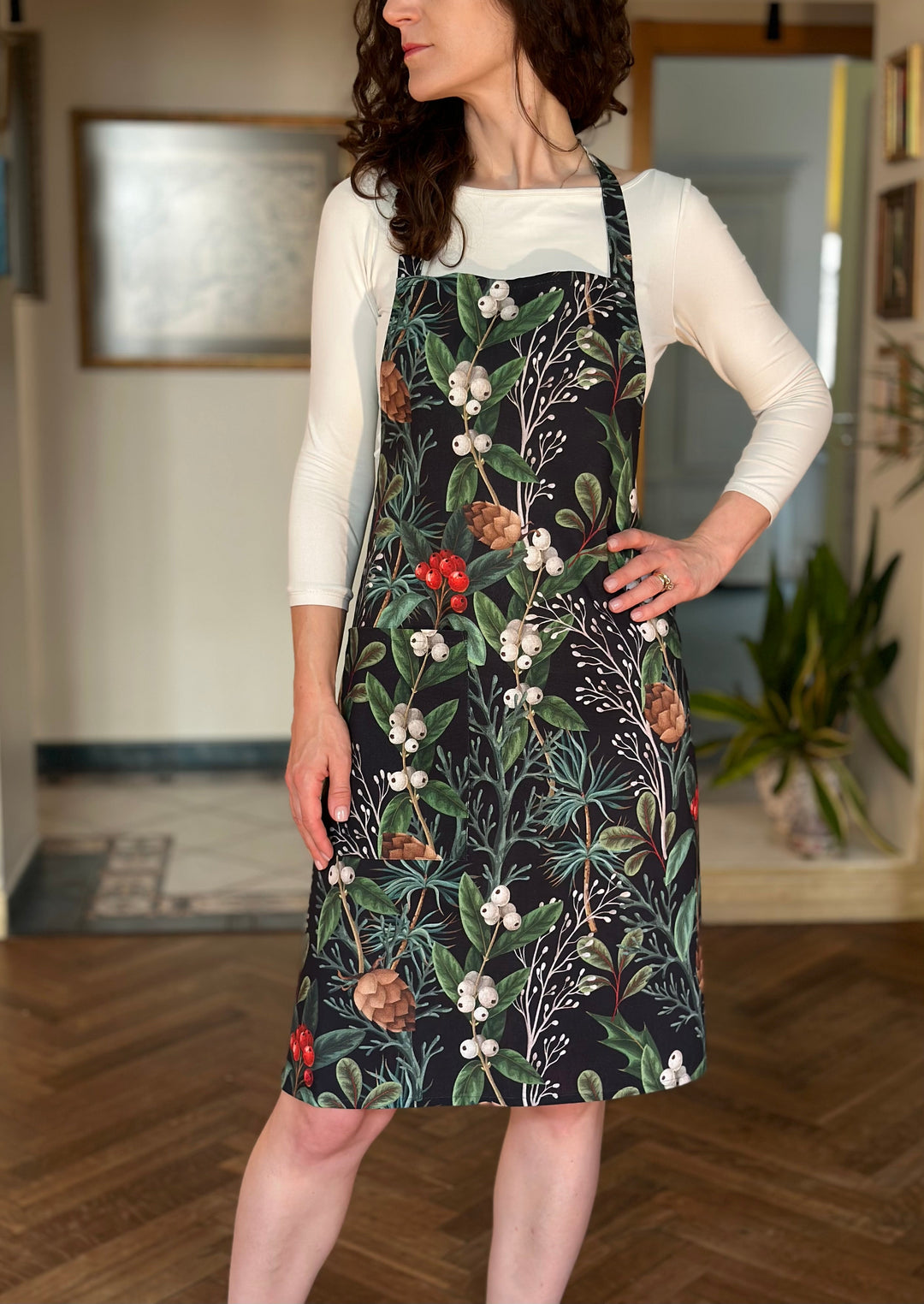 Juleforklæde dame, bomuld, trykt | Christmas Forest