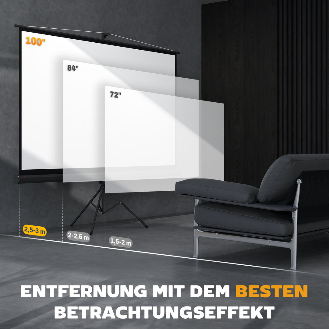Projektorlærred med stativ 221 x 124 cm 100 tommer 16:9 HD 4K rullelærred