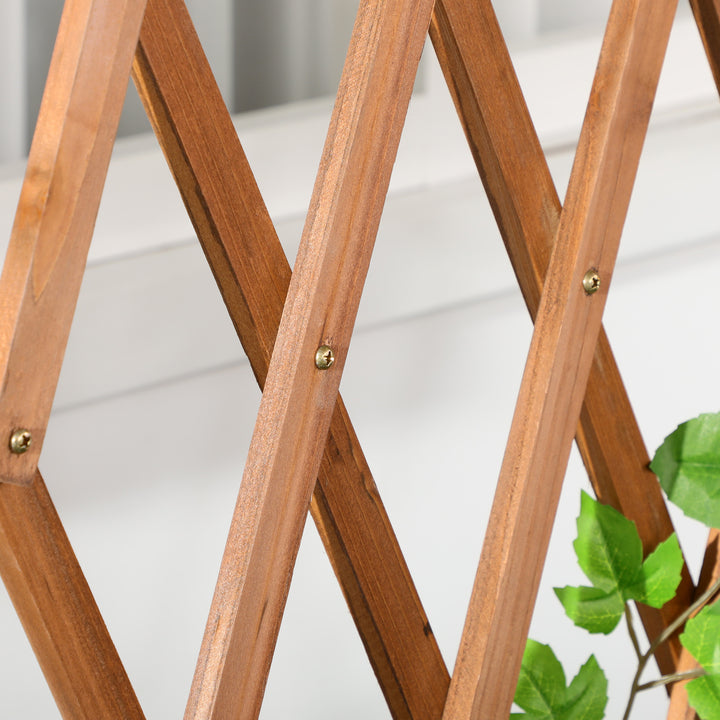 Højbed, integreret espalier, opbevaringshylde, hjul, massivt træ, brun, 79 x 29 x 130 cm