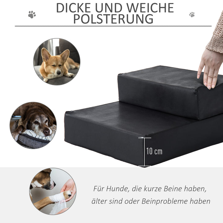 Kæledyrstrapper dyremåtte 2 trin sammenklappelig hundetrappe trappemåtte til katte og hunde sort l45 x b39 x h20 cm