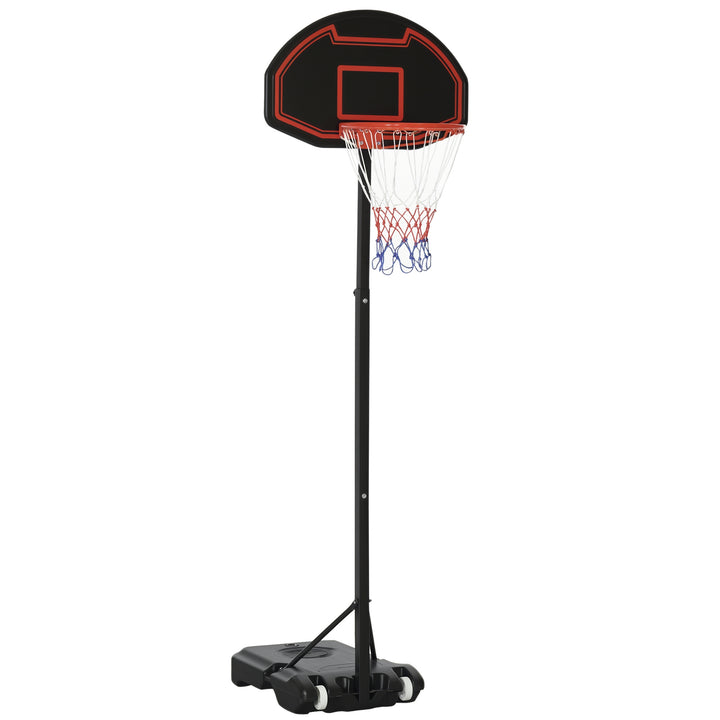 Basketballkurv, højdejusterbar, fyldbar bund, meget stabil, sort, 131 x 49 x 195-250 cm