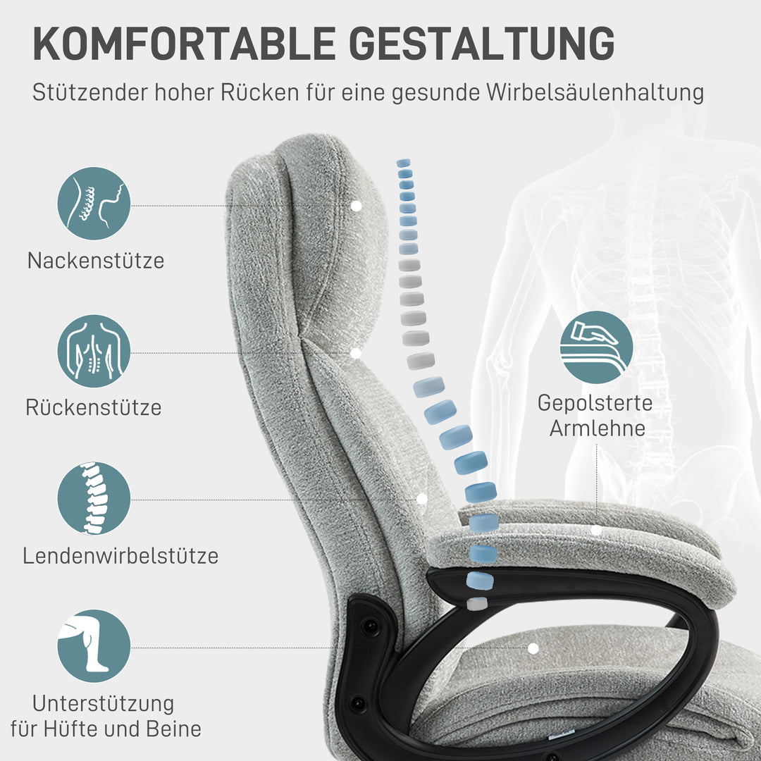 Kontorstol, skrivebordsstol, drejelig, gyngefunktion, højdejusterbar, lysegrå