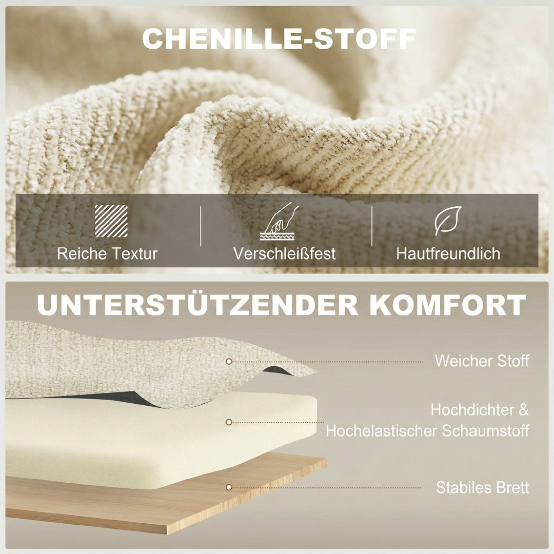 3-i-1 justerbar sovesofa, to-personers med kopholdere, justerbar ryglæn og sidelommer, beige