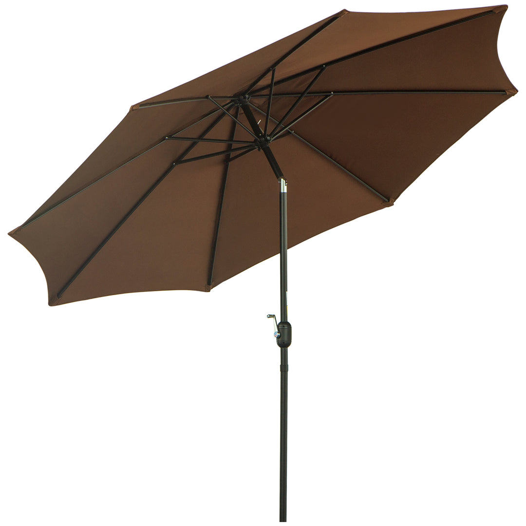 Parasol, vippeparasol, haveparasol, markedsparasol med håndsving, stål, 180/m², polyester, brun, Ø2,95 x 2,5 m