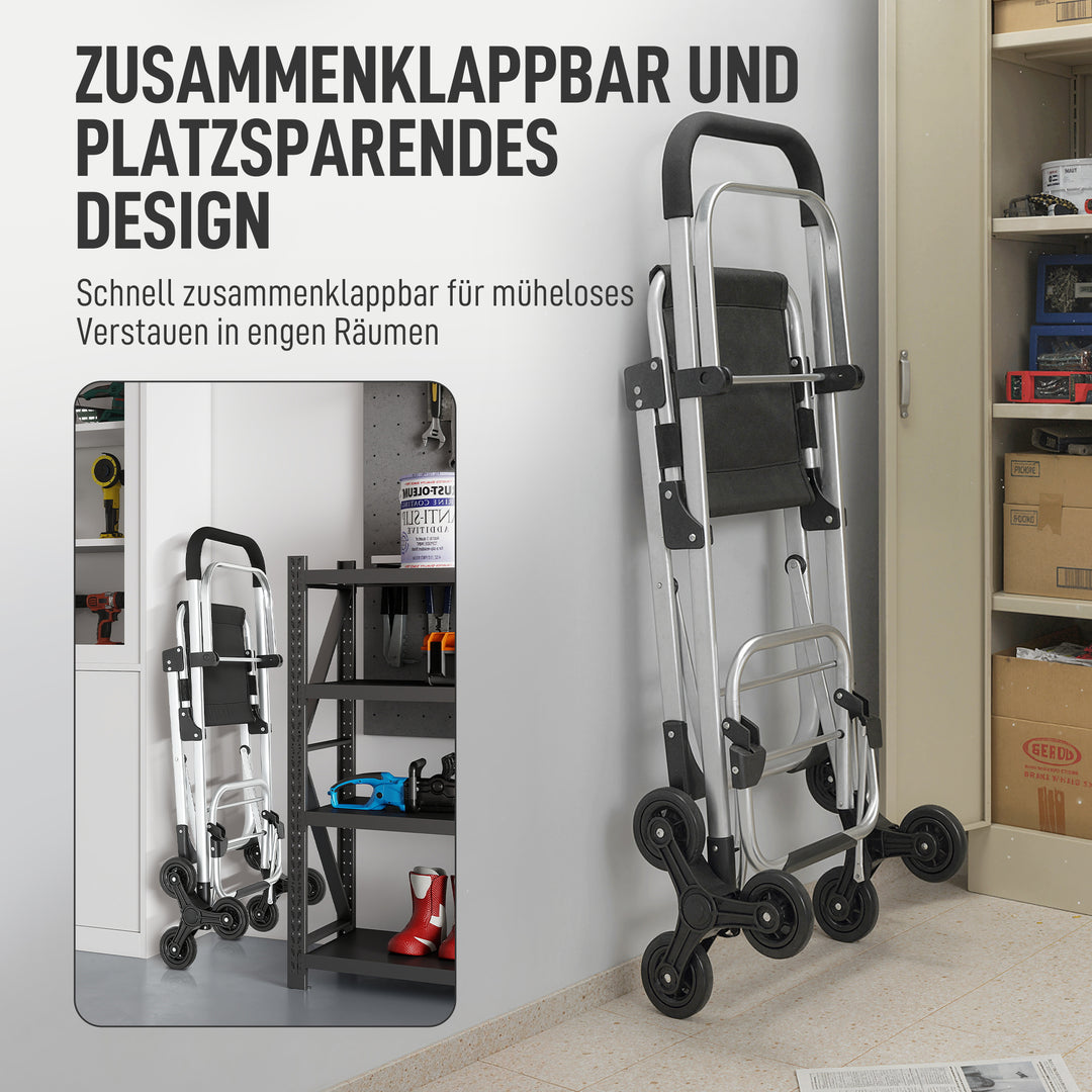 Indkøbsvogn, 40L Oxford-taske, 3-hjuls design, aluminiumsstel, sæde, grå