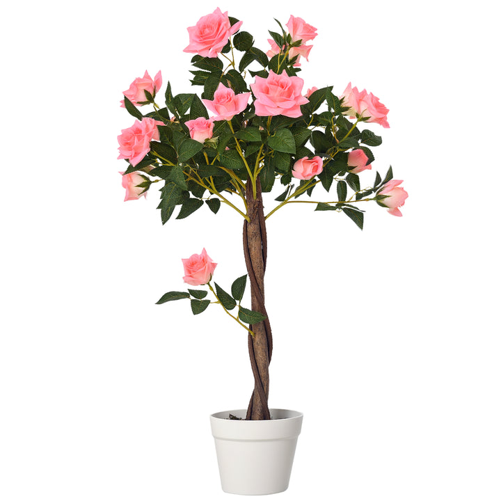 Kunstigt træ i solen, kunstig plante i cementpotte, kunstig plante