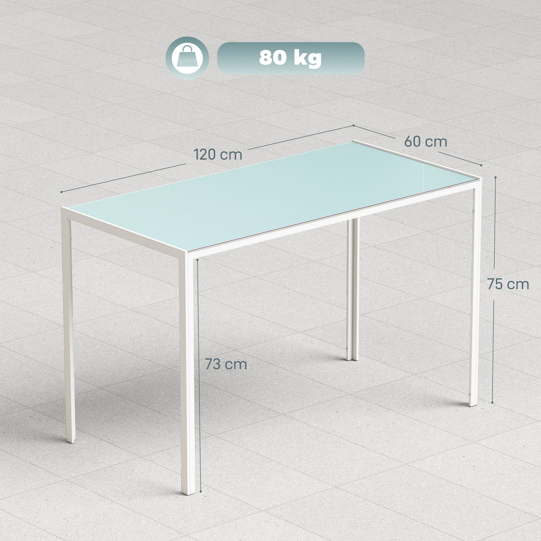 Spisebord, køkkenbord, stort bord, moderne design, 120 cm x 60 cm x 75 cm, hvid