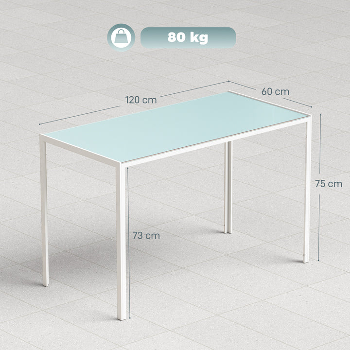 Spisebord, køkkenbord, stort bord, moderne design, 120 cm x 60 cm x 75 cm, hvid