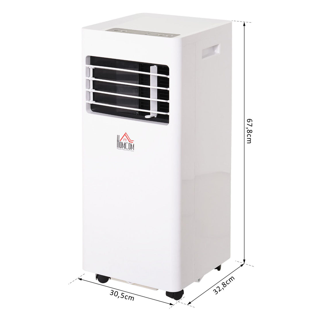 Bærbart klimaanlæg, 7000 BTU 3-i-1 enhed - køling, affugtning og ventilation - affugter, ventilator, med fjernbetjening, 24-timers timer, 2 hastighedsindstillinger, til 10-26 m², hvid