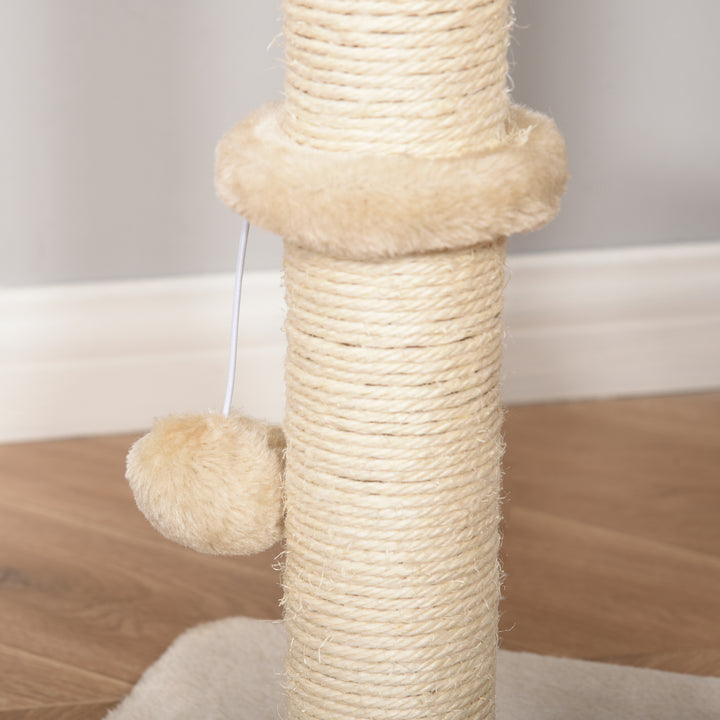 Kradsetræ 100 cm kattetårn med hule, legebold, sisalstolper, platform, kradsetræ i flere niveauer, klatretræ, til mellemstore katte, beige