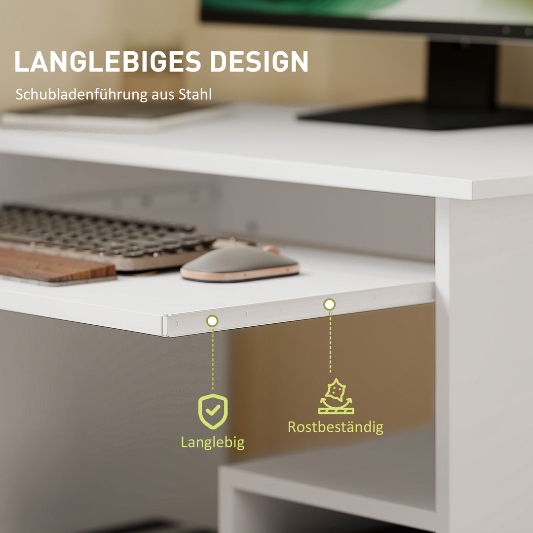 Computerbord, skrivebord, spånplade, metal, 80 x 45 x 75 cm, hvid