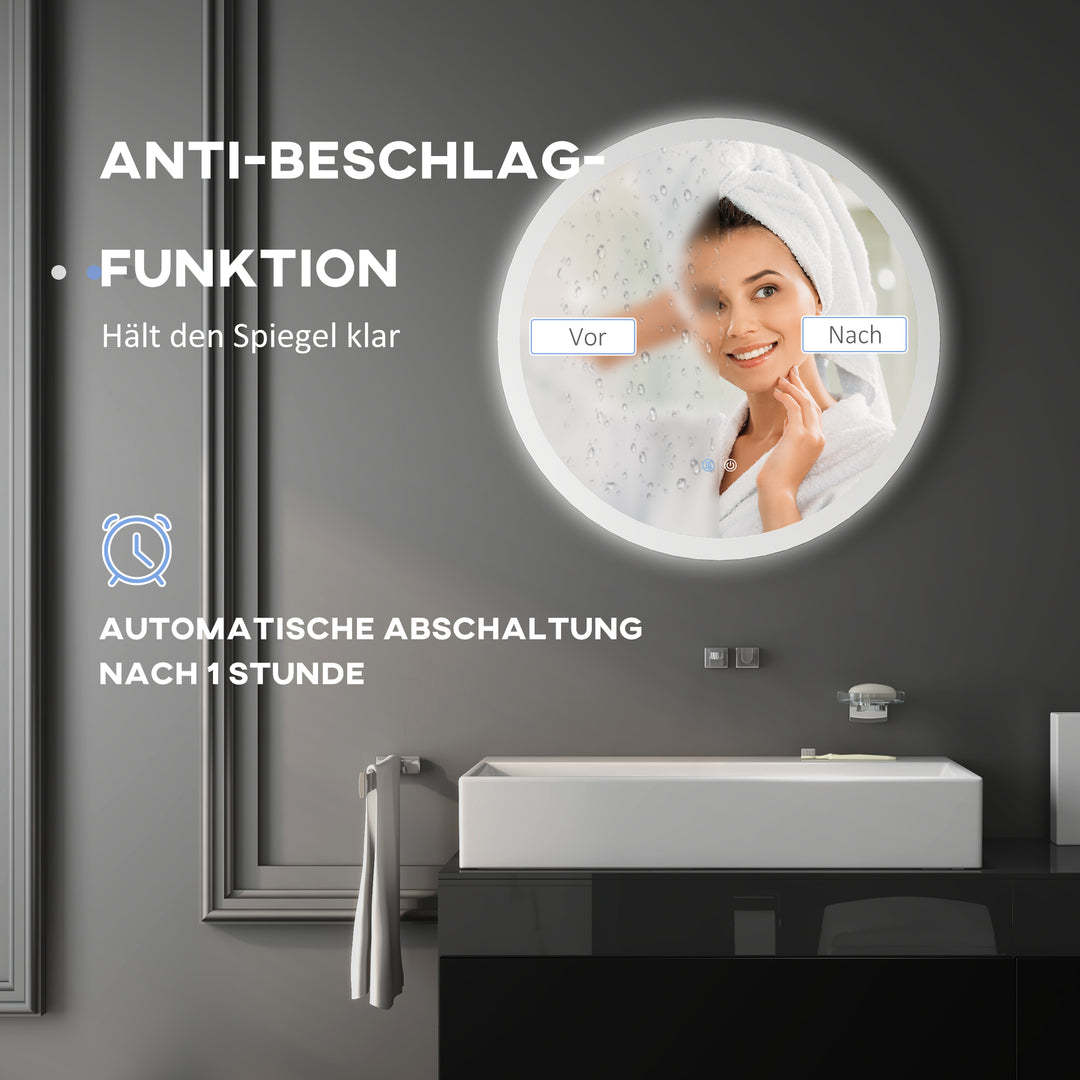 Kleankin badeværelsesspejl med led-lys, berøringssensor, antidugfunktion