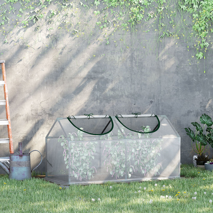 Drivhus med vindue, pe-netfilm, stålfilmdrivhus, drivhus til altan, have, tomathus 120x60x60cm, tomatdrivhus til grøntsager, blomster, planter, hvid