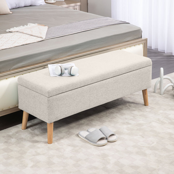 Opbevaringsbænk, op til 220 kg, linnedlook, 110x39x45 cm, beige