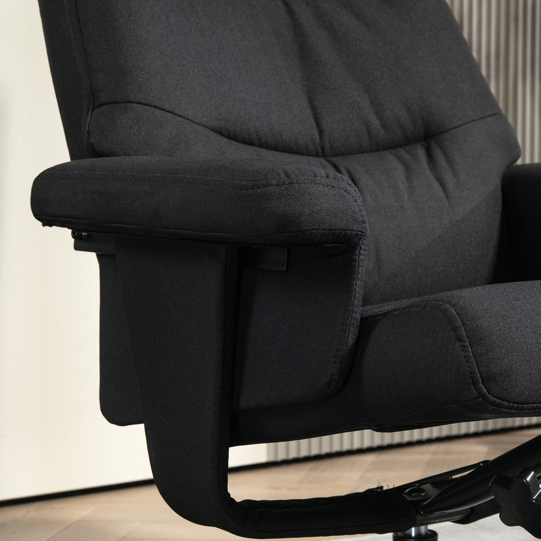 Hvilestol med fodskammel, drejefunktion, vippefunktion, fløjlslook, op til 150 kg, sort