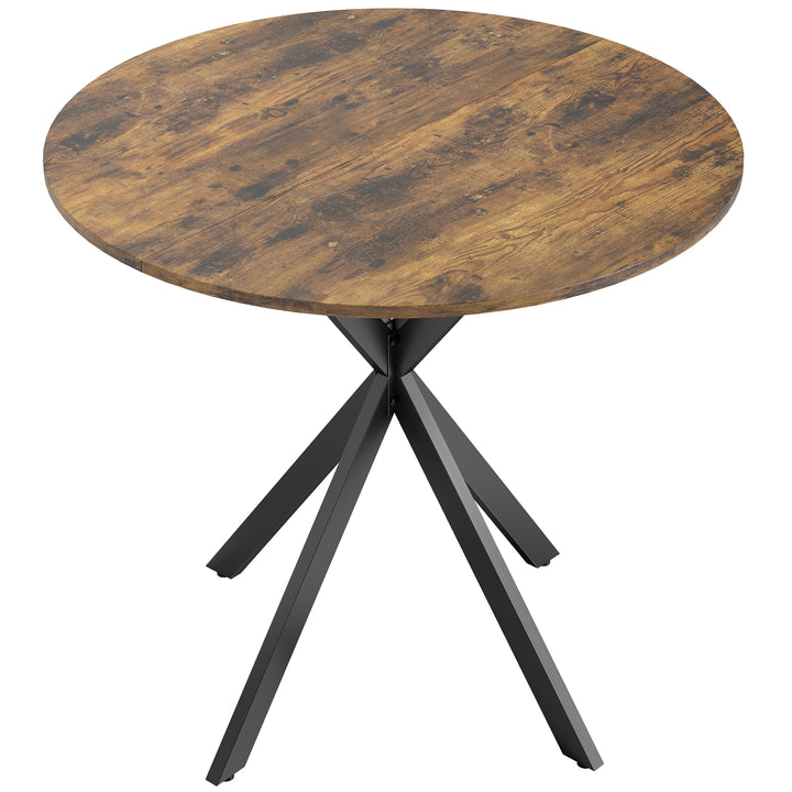 Rundt køkkenbord, 80 cm, kompakt bordplade, spånplade, metal, rustik brun
