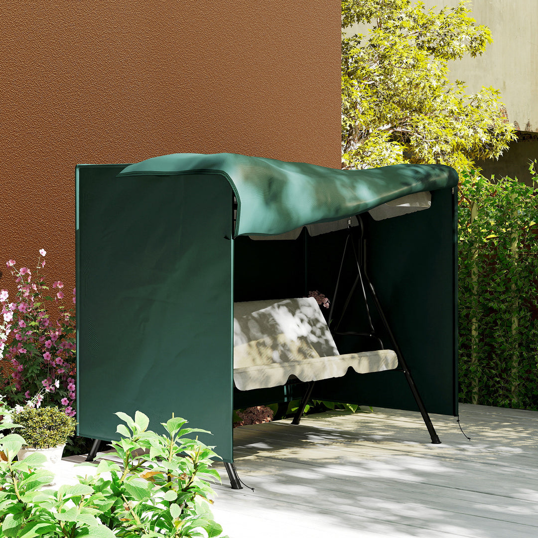 3-Personers gyngeovertræk, vandafvisende, vinterbestandigt beskyttelsesovertræk til havegynge, uv-bestandig presenning, overtræk, rivefast 600d oxford-stof, 205 x 124 x 164 cm, mørkegrøn
