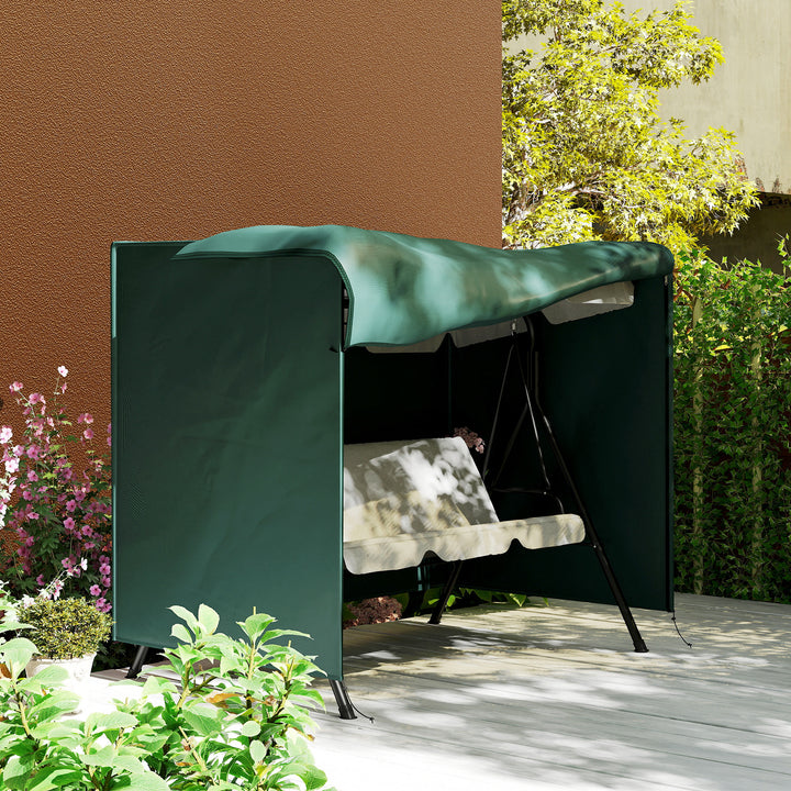 3-Personers gyngeovertræk, vandafvisende, vinterbestandigt beskyttelsesovertræk til havegynge, uv-bestandig presenning, overtræk, rivefast 600d oxford-stof, 205 x 124 x 164 cm, mørkegrøn