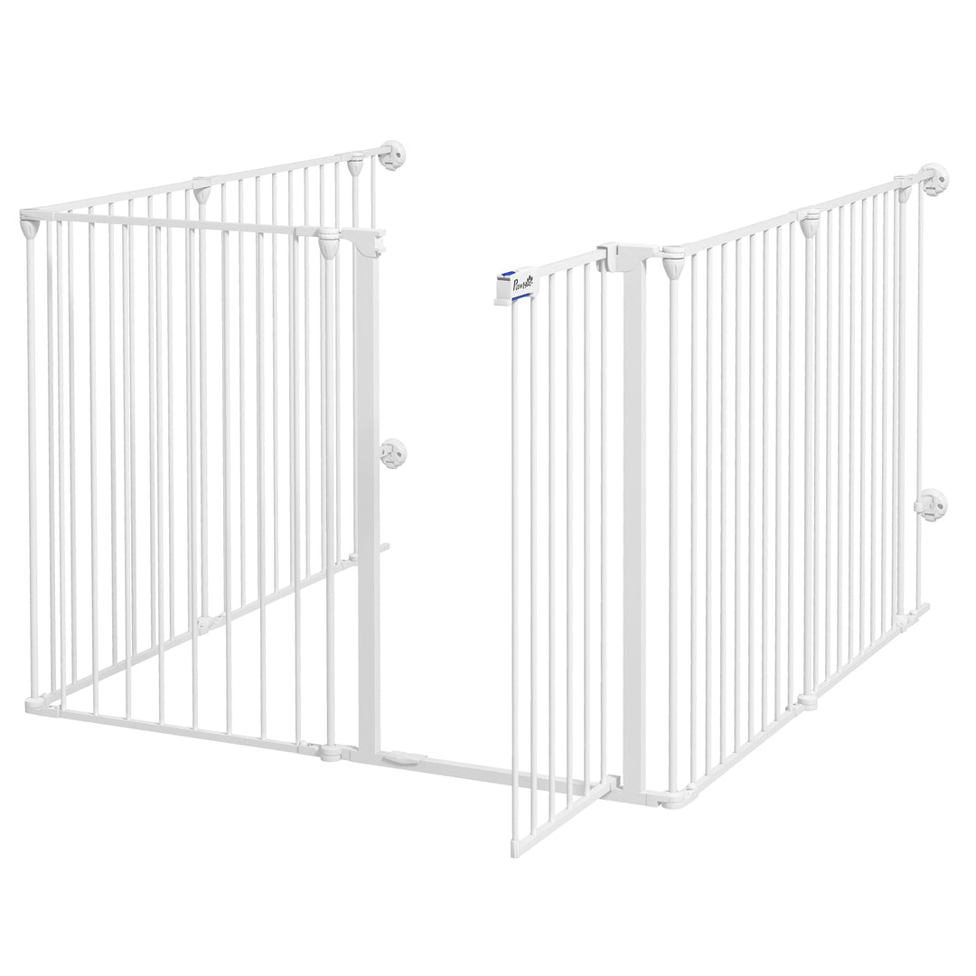 Hvalpekravlegård, modulært design, foldbar, stålramme, til indendørs brug, hvid, 90 x 123 x 102 cm