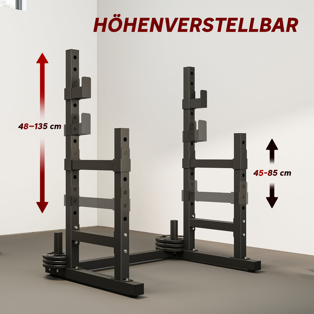 2-lags vægtskivestativ, stål, vægtstangsopbevaring op til 300 kg, sort
