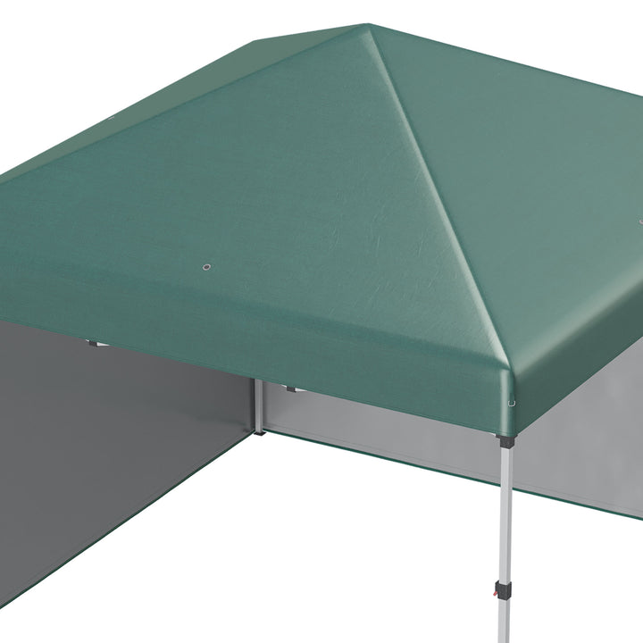 Foldbar pavillon, 2 sidepaneler, højdejusterbar, med bæretaske, stel i rustfrit stål, 3 x 3 m, grøn