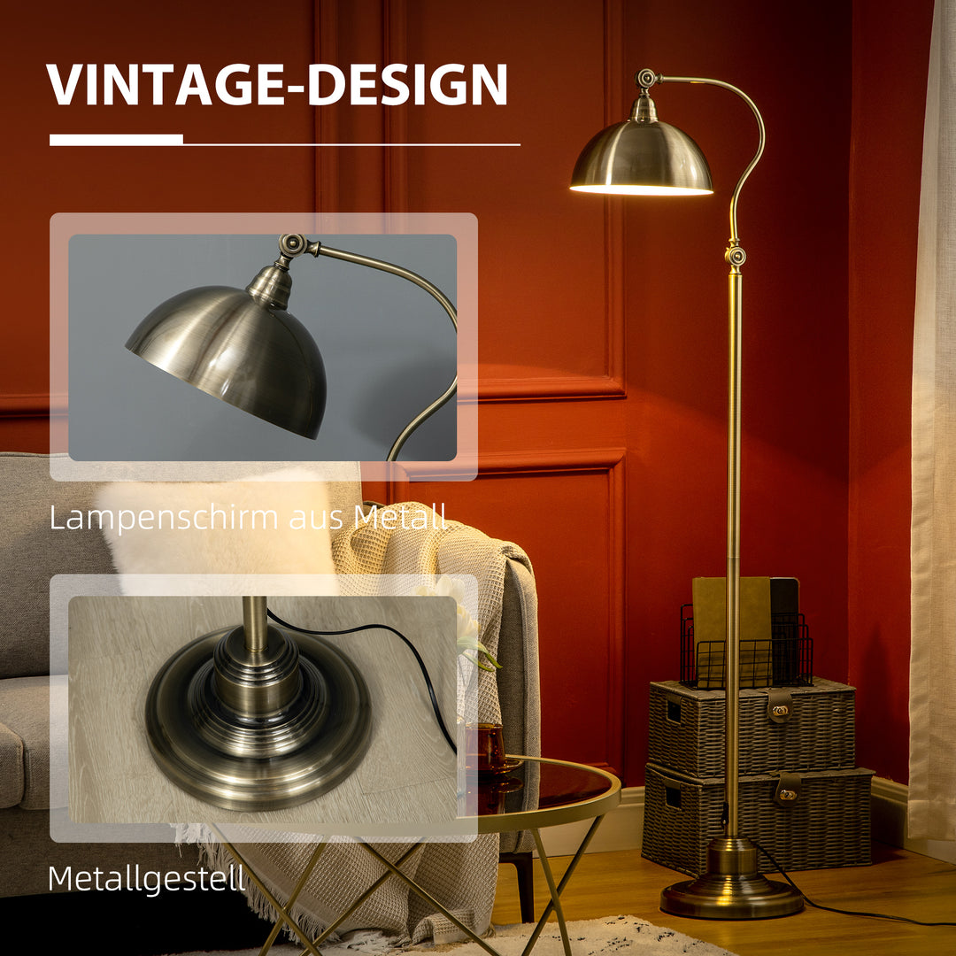 Vintage gulvlampe med justerbar vinkel, messingfinish, 42 cm x 25,5 cm x 152 cm, bronze