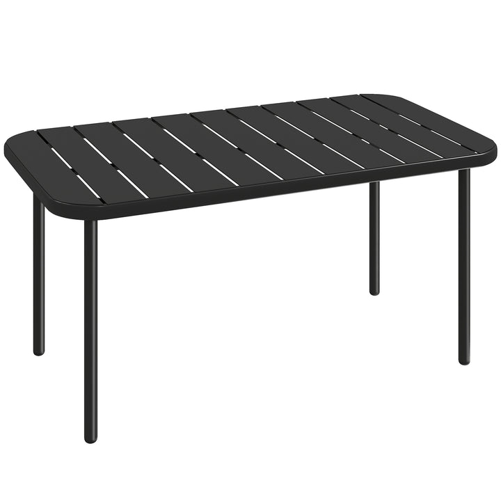 Rektangulært sidebord, balkonbord af stål, let at rengøre, til balkon, have, terrasse, veranda, 90x50x43 cm, sort