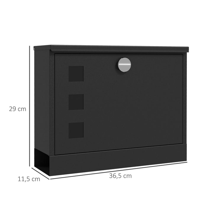 Postkasse metalpostkasse, moderne, låsbar, 36,5 x 11,5 x 29 cm, sort
