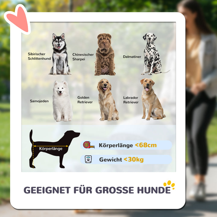 Hundeklapvogn, foldbar hundevogn til store hunde, kæledyrsklapvogn med 4 hjul, sikkerhedssnore, bremser, brun