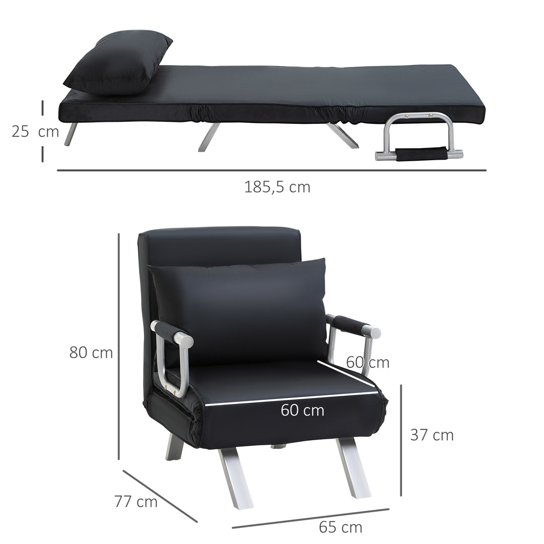 3-I-1 sovesofa, gæsteseng, lænestol inklusive hynder, sort