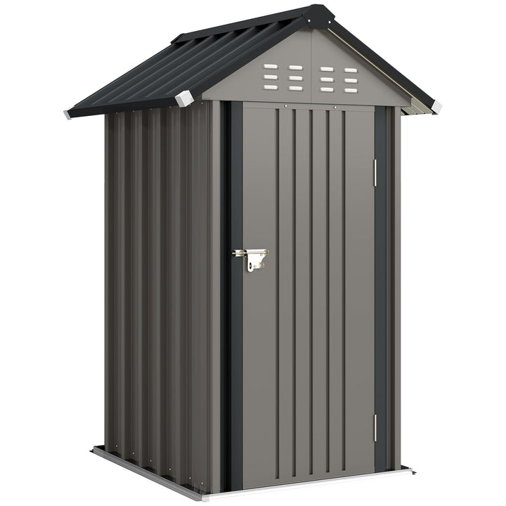 Metalhaveskur, 1,17 m², redskabsskur med skråtag, ventilation, lås, handsker, 122 x 121 x 192 cm